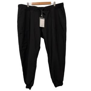 Women's Black Drawstring Waist Jogger Pants with Pockets NWT Size 2XL